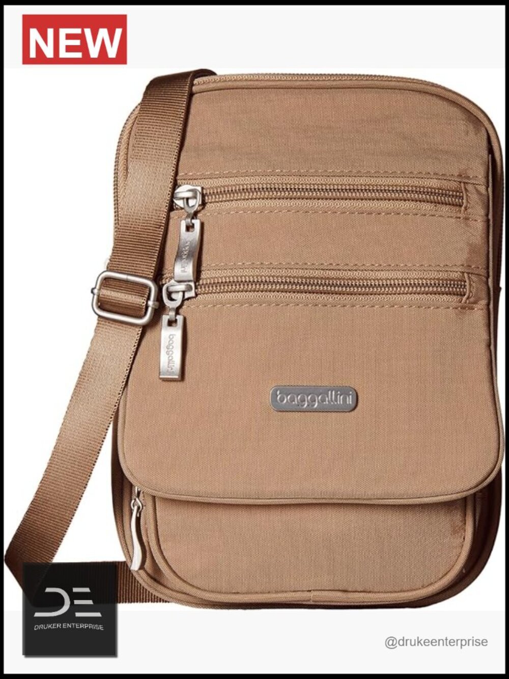 Lightweight Nylon RFID Crossbody Bag with Multiple Pockets, Machine Washable